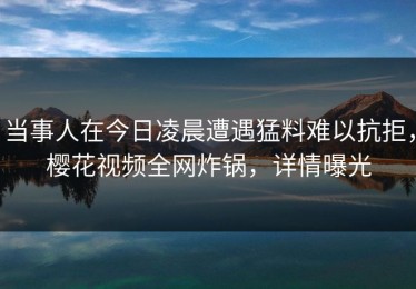当事人在今日凌晨遭遇猛料难以抗拒，樱花视频全网炸锅，详情曝光