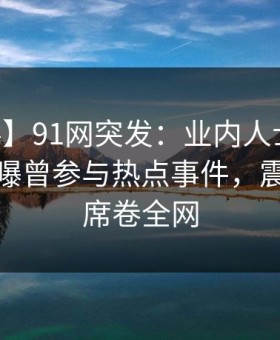【爆料】91网突发：业内人士在今日凌晨被曝曾参与热点事件，震撼人心席卷全网