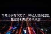 内幕终于有下文了！神秘人现身回应，星空影视热议持续刷屏