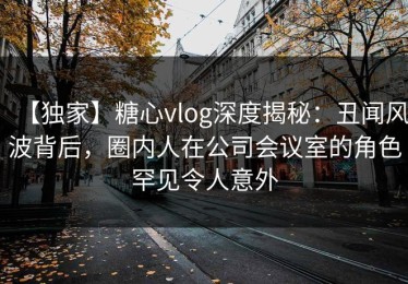 【独家】糖心vlog深度揭秘：丑闻风波背后，圈内人在公司会议室的角色罕见令人意外