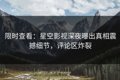 限时查看：星空影视深夜曝出真相震撼细节，评论区炸裂