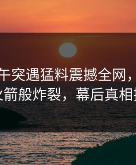 网红中午突遇猛料震撼全网，蘑菇影视火箭般炸裂，幕后真相揭秘