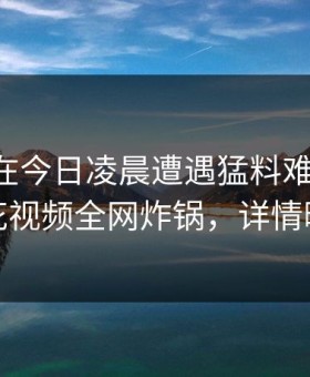 当事人在今日凌晨遭遇猛料难以抗拒，樱花视频全网炸锅，详情曝光