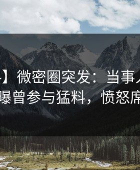 【爆料】微密圈突发：当事人在今日凌晨被曝曾参与猛料，愤怒席卷全网