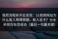 我把流程拆开后发现：51视频网站为什么有人用得很顺、有人总卡？分水岭就在标签组合（最后一句最关键）