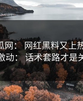 黑料吃瓜网： 网红黑料又上热榜： 先别激动： 话术套路才是关键
