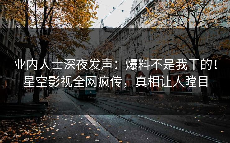 业内人士深夜发声：爆料不是我干的！星空影视全网疯传，真相让人瞠目
