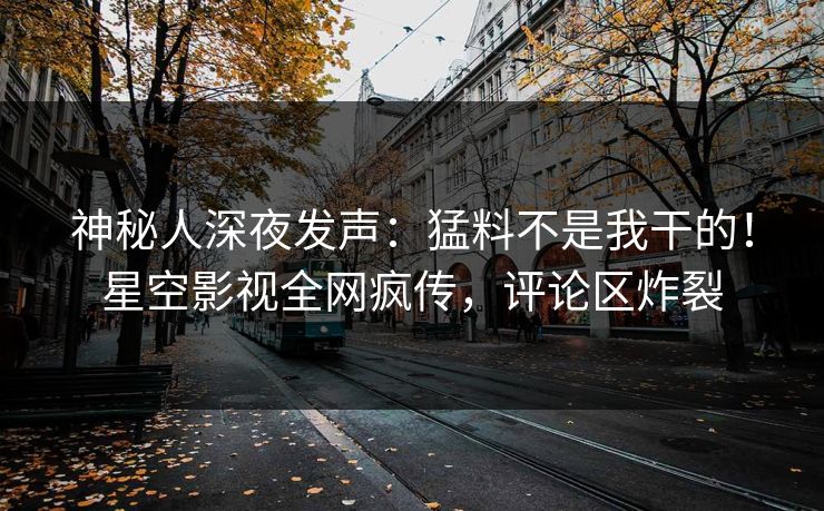 神秘人深夜发声：猛料不是我干的！星空影视全网疯传，评论区炸裂
