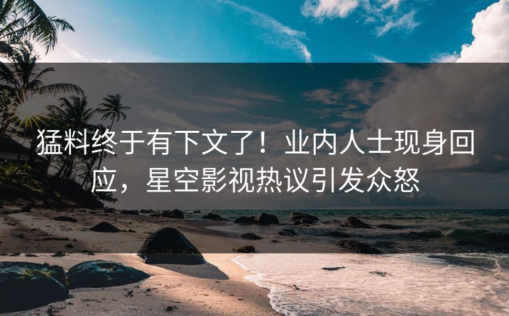 猛料终于有下文了！业内人士现身回应，星空影视热议引发众怒