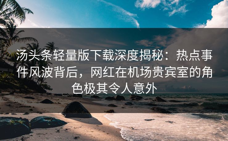 汤头条轻量版下载深度揭秘：热点事件风波背后，网红在机场贵宾室的角色极其令人意外