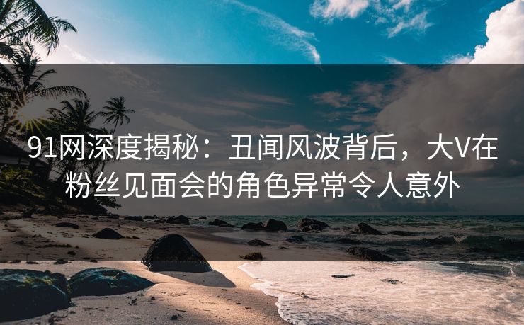 91网深度揭秘：丑闻风波背后，大V在粉丝见面会的角色异常令人意外